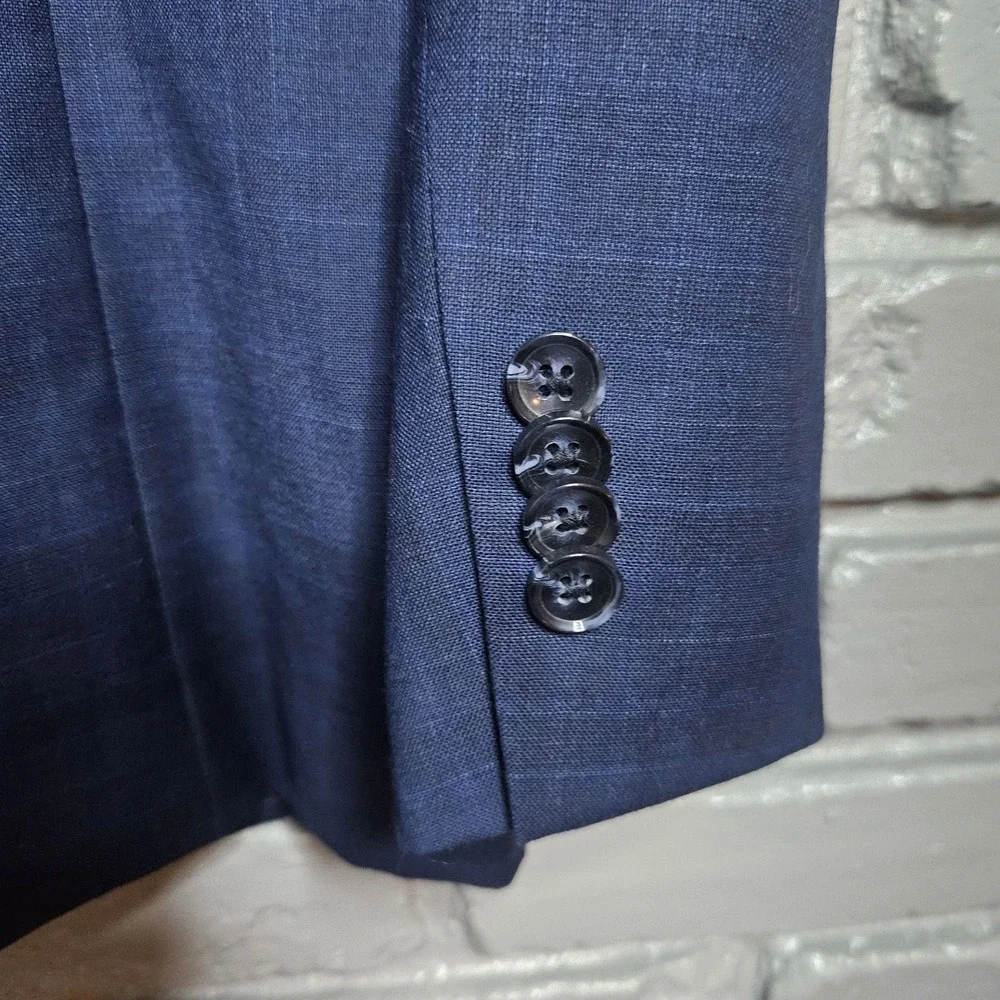 Indochino Cashmere Wool Blue Plaid Windowpane Sport Coat Jacket‎ Blazer 44R NWT
